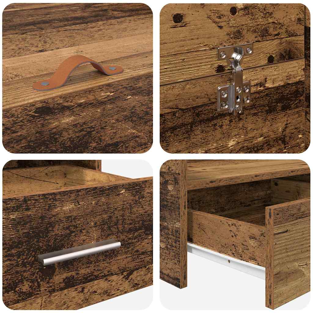 vidaXL Storage Bed Frame Old Wood 140 x 190 cm Engineered Wood