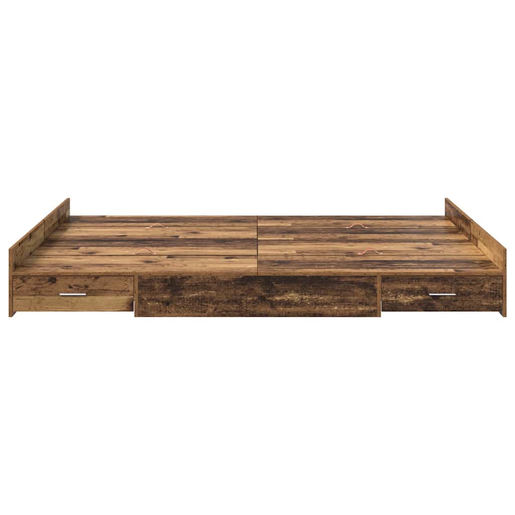 vidaXL Storage Bed Frame Old Wood 140 x 190 cm Engineered Wood