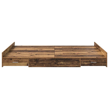 vidaXL Storage Bed Frame Old Wood 140 x 190 cm Engineered Wood
