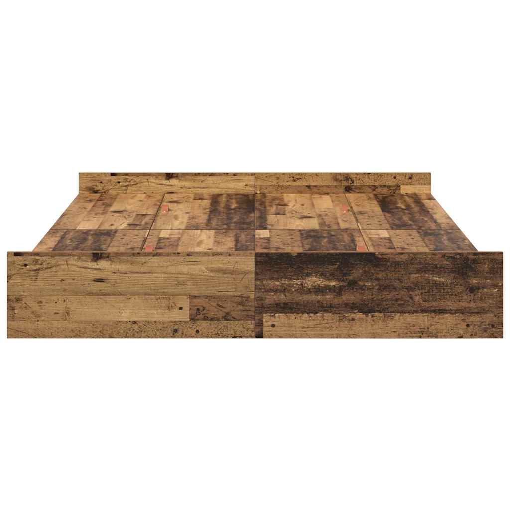vidaXL Storage Bed Frame Old Wood 140 x 190 cm Engineered Wood
