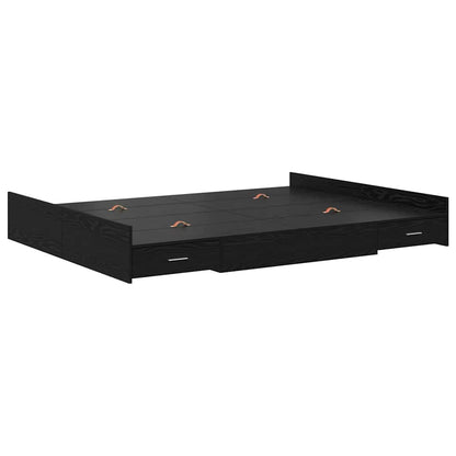 vidaXL Storage Bed Frame Black Oak 135 x 190 cm Engineered Wood