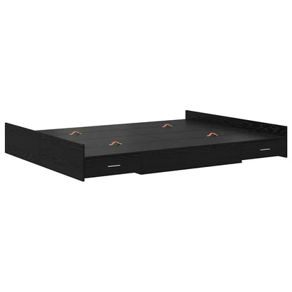 vidaXL Storage Bed Frame Black Oak 135 x 190 cm Engineered Wood