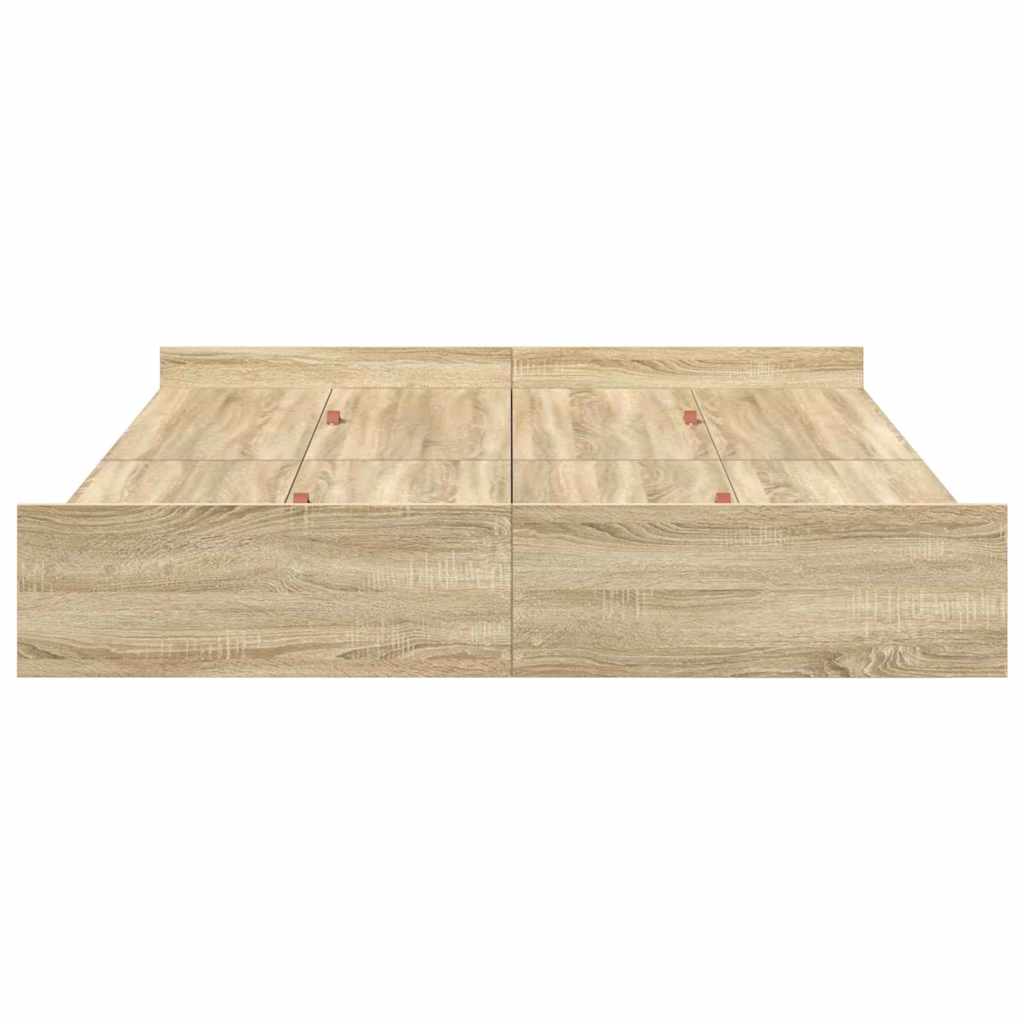 vidaXL Storage Bed Frame Sonoma Oak 135 x 190 cm Engineered Wood