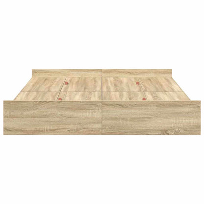 vidaXL Storage Bed Frame Sonoma Oak 135 x 190 cm Engineered Wood