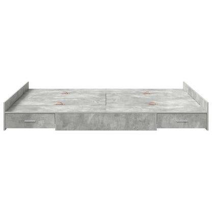 vidaXL Storage Bed Frame Concrete Grey 135 x 190 cm Engineered Wood