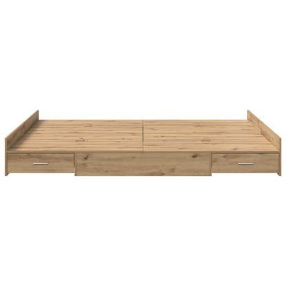 vidaXL Storage Bed Frame Artisan Oak 135 x 190 cm Engineered Wood