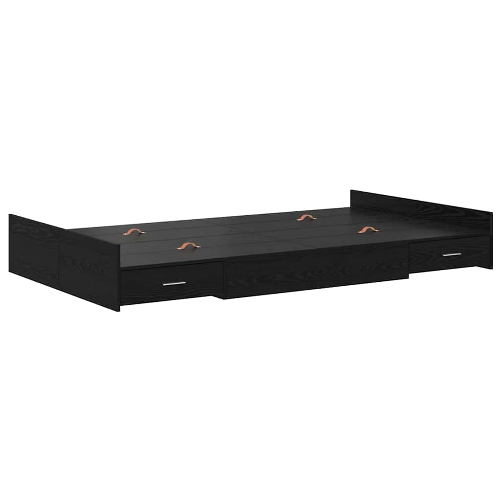 vidaXL Storage Bed Frame Black Oak 120 x 190 cm Engineered Wood