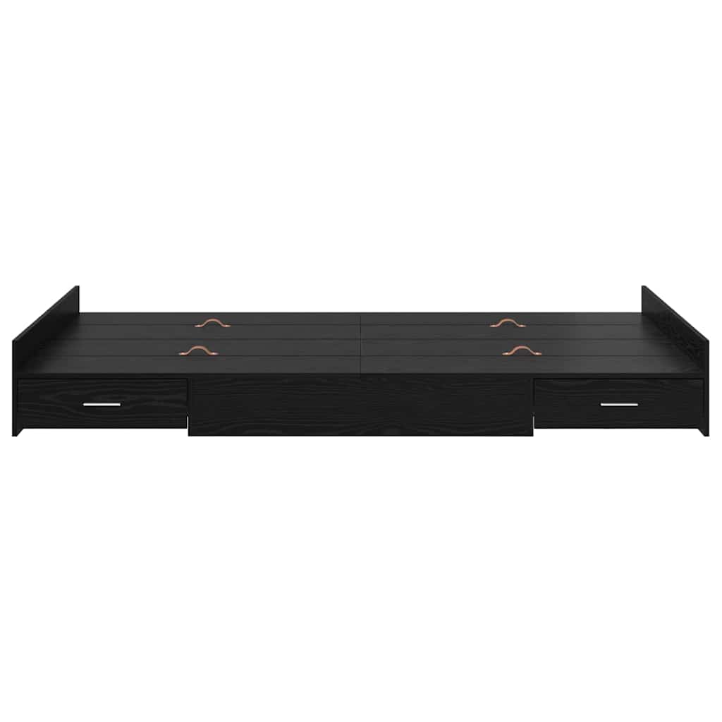 vidaXL Storage Bed Frame Black Oak 120 x 190 cm Engineered Wood