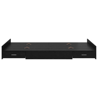 vidaXL Storage Bed Frame Black Oak 120 x 190 cm Engineered Wood