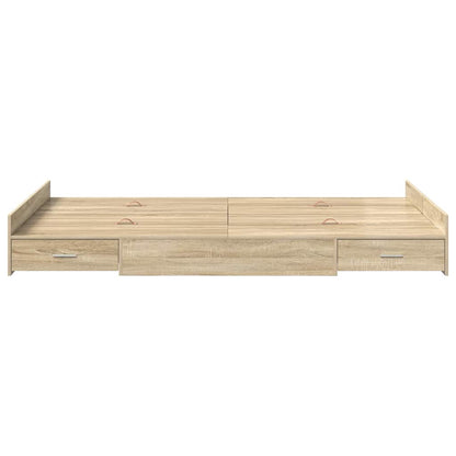 vidaXL Storage Bed Frame Sonoma Oak 120 x 190 cm Engineered Wood