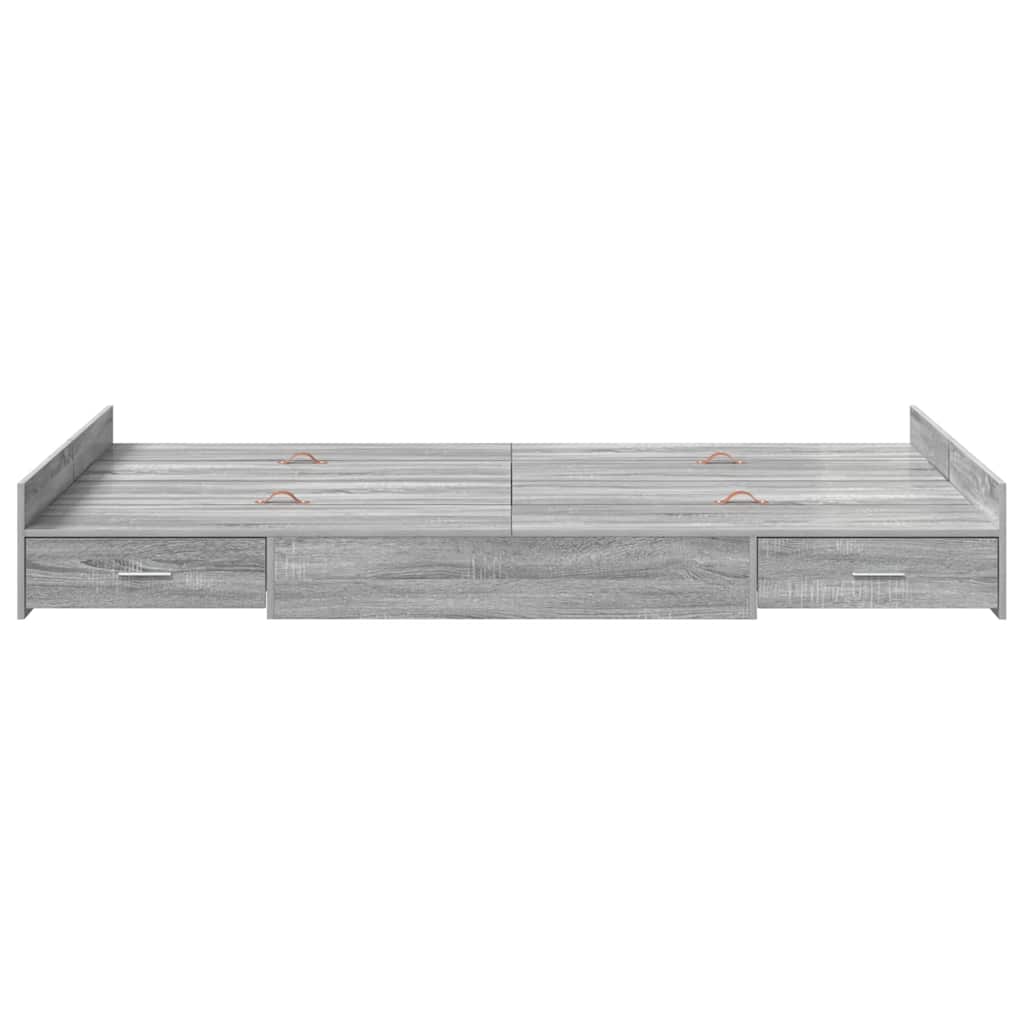 vidaXL Storage Bed Frame Grey Sonoma 120 x 190 cm Engineered Wood