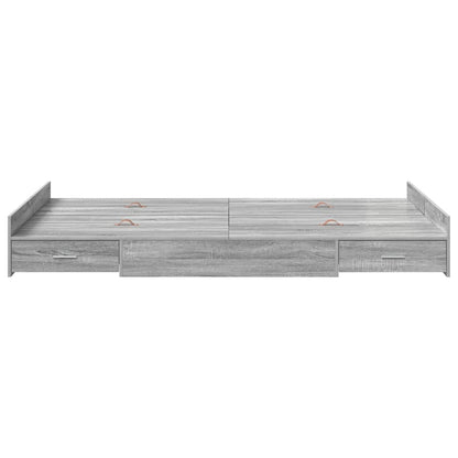 vidaXL Storage Bed Frame Grey Sonoma 120 x 190 cm Engineered Wood