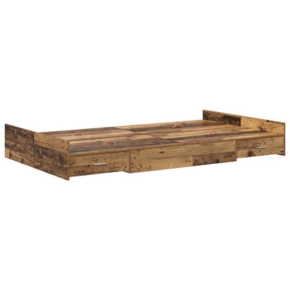 vidaXL Storage Bed Frame Old Wood 120 x 190 cm Engineered Wood