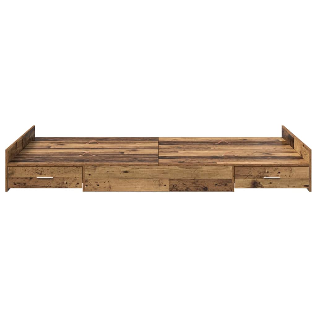 vidaXL Storage Bed Frame Old Wood 120 x 190 cm Engineered Wood