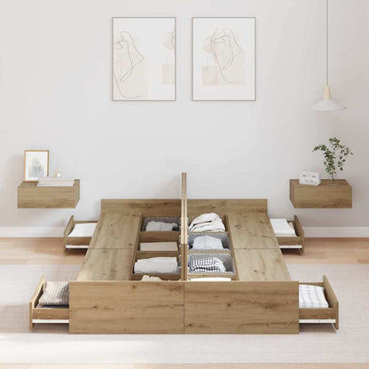 vidaXL Storage Bed Frame Artisan Oak 120 x 190 cm Engineered Wood