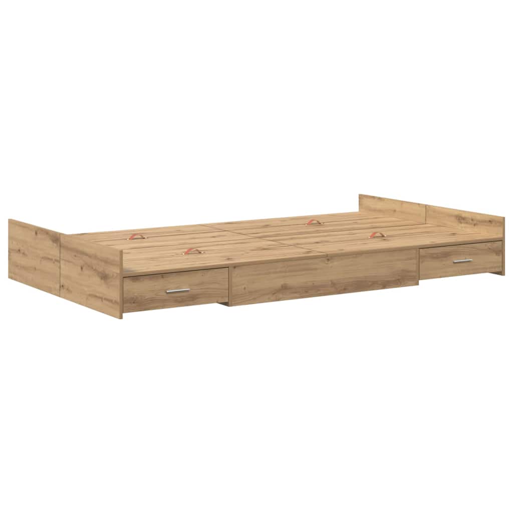 vidaXL Storage Bed Frame Artisan Oak 120 x 190 cm Engineered Wood