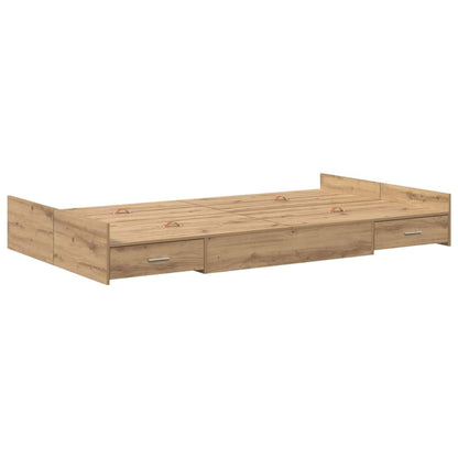 vidaXL Storage Bed Frame Artisan Oak 120 x 190 cm Engineered Wood