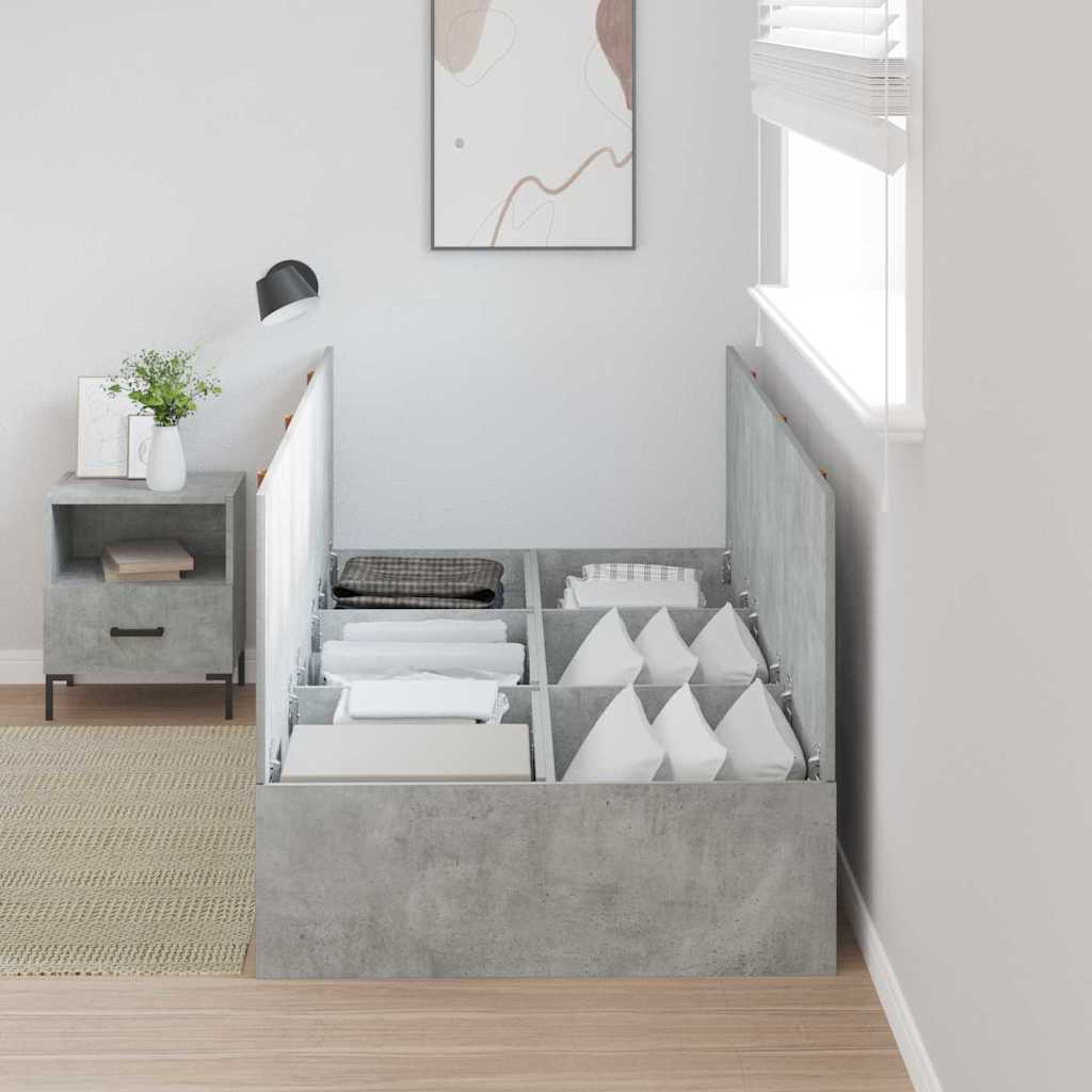 vidaXL Storage Bed Frame Concrete Grey 80 x 200 cm Engineered Wood