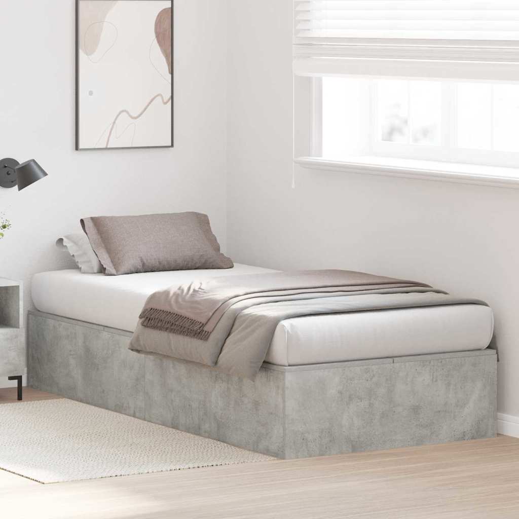 vidaXL Storage Bed Frame Concrete Grey 80 x 200 cm Engineered Wood