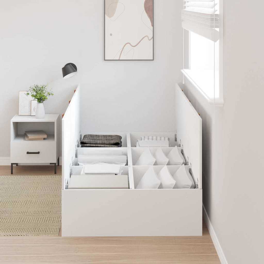 vidaXL Storage Bed Frame White 90 x 200 cm Engineered Wood