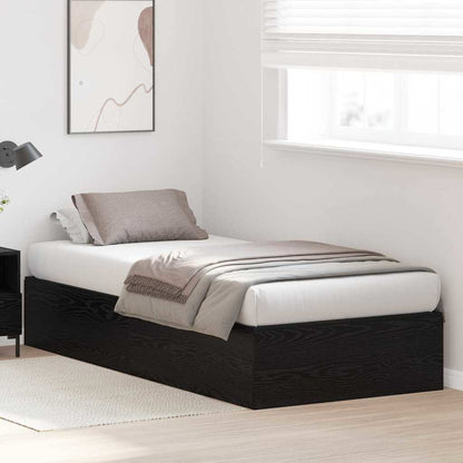 vidaXL Storage Bed Frame Black Oak 90 x 200 cm Engineered Wood