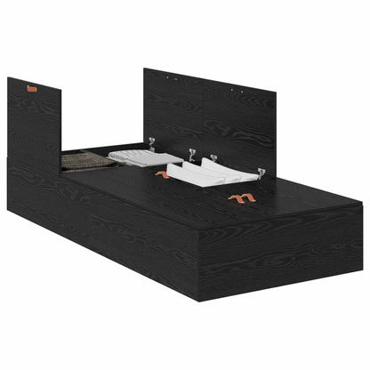 vidaXL Storage Bed Frame Black Oak 90 x 200 cm Engineered Wood