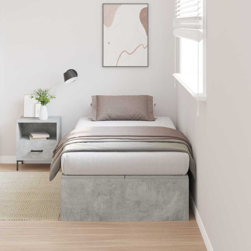 vidaXL Storage Bed Frame Concrete Grey 90 x 200 cm Engineered Wood