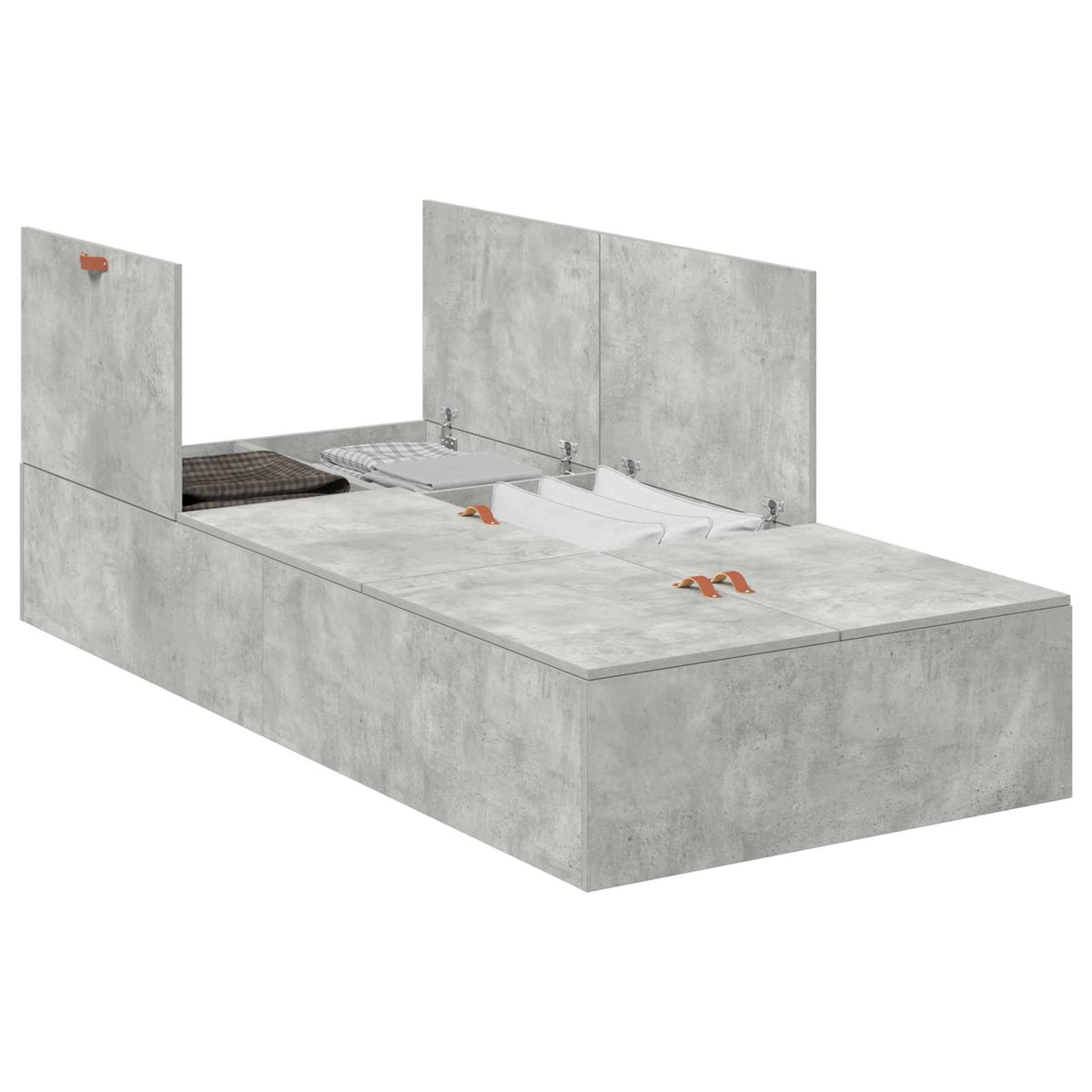 vidaXL Storage Bed Frame Concrete Grey 90 x 200 cm Engineered Wood
