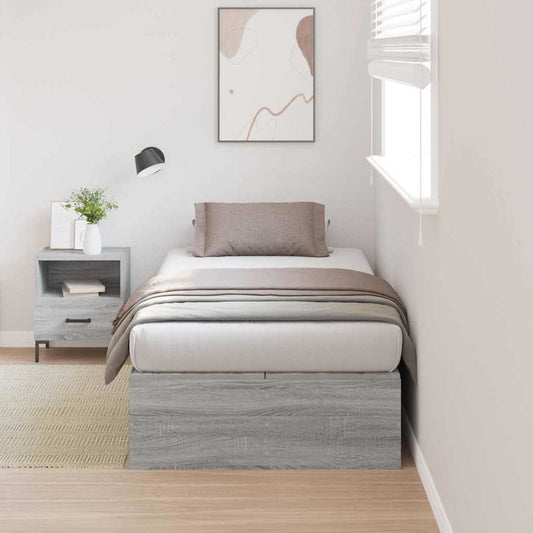 vidaXL Storage Bed Frame Grey Sonoma 90 x 200 cm Engineered Wood