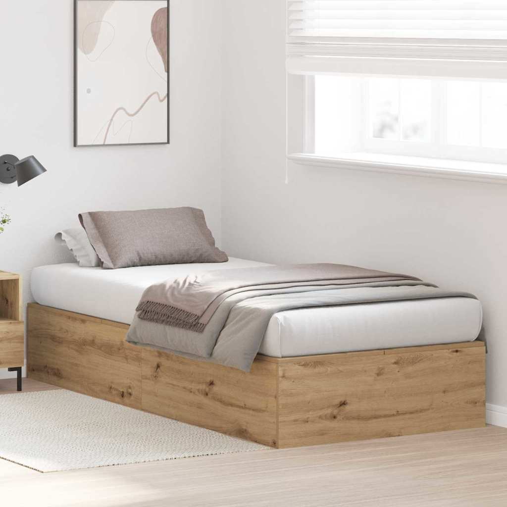 vidaXL Storage Bed Frame Artisan Oak 90 x 200 cm Engineered Wood