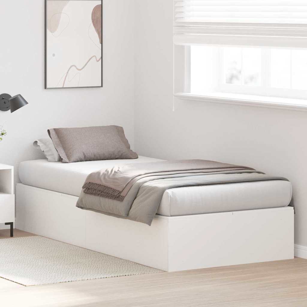 vidaXL Storage Bed Frame White 100 x 200 cm Engineered Wood