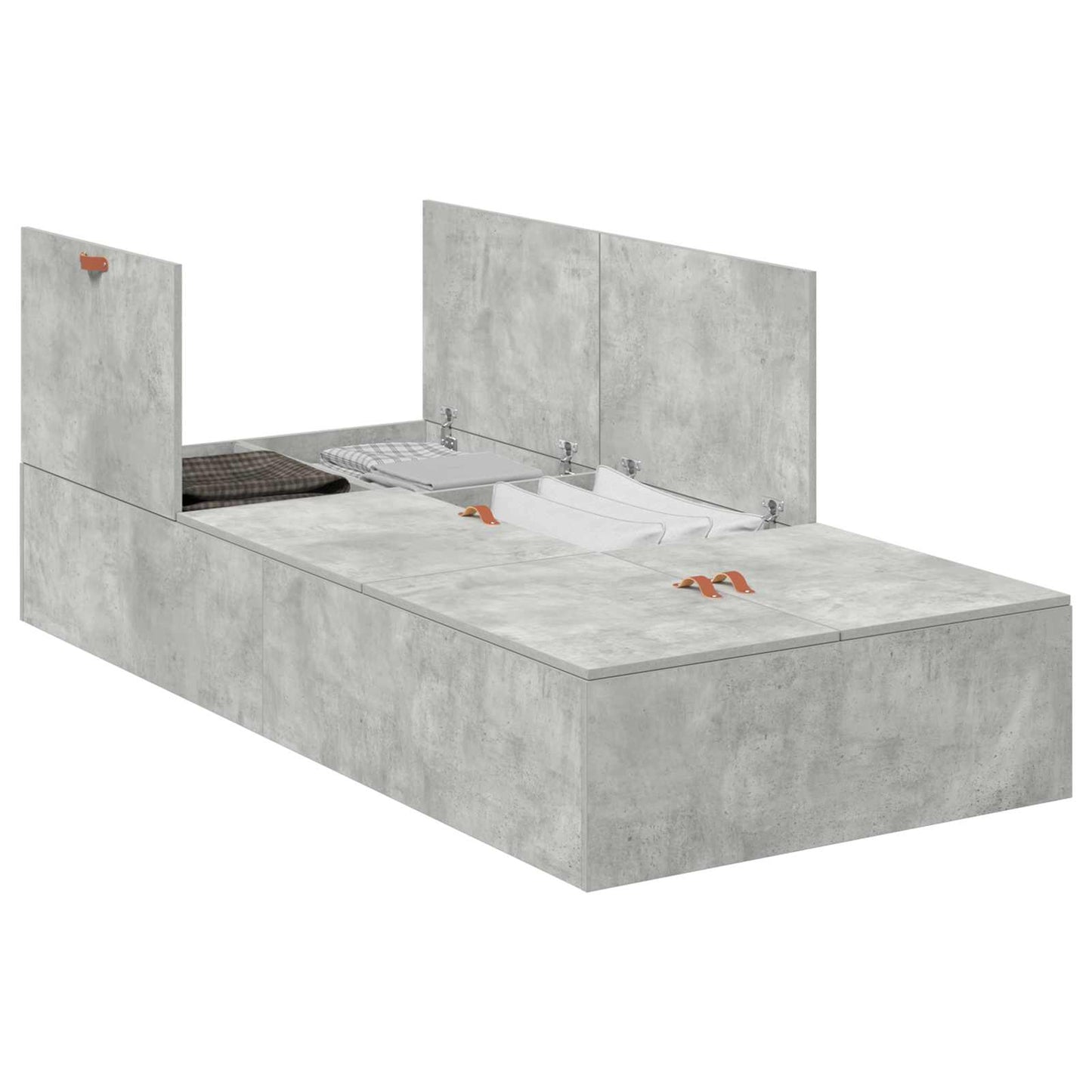 vidaXL Storage Bed Frame Concrete Grey 100 x 200 cm Engineered Wood
