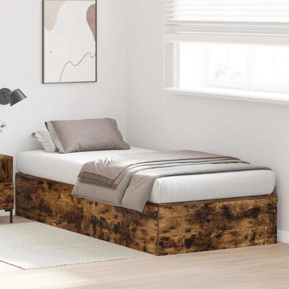 vidaXL Storage Bed Frame Smoked Oak 100 x 200 cm Engineered Wood