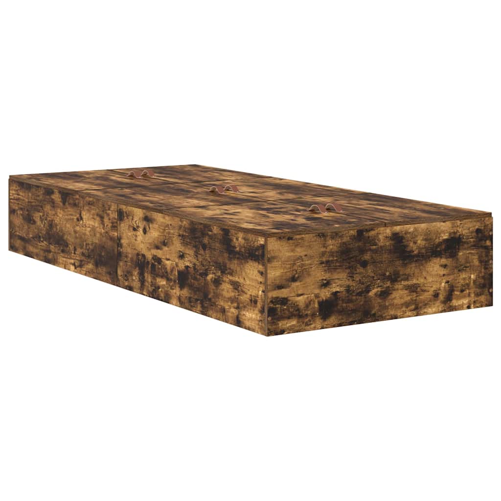 vidaXL Storage Bed Frame Smoked Oak 100 x 200 cm Engineered Wood