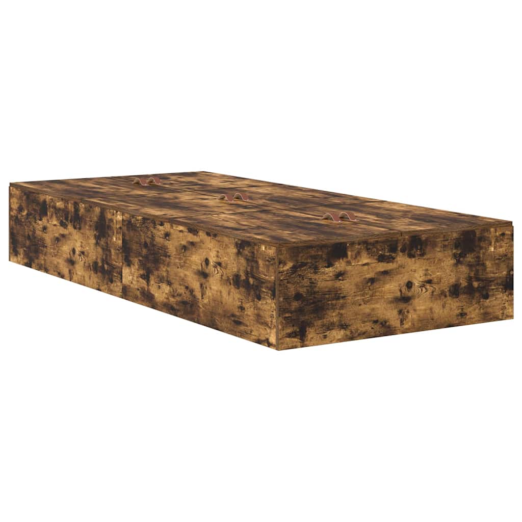 vidaXL Storage Bed Frame Smoked Oak 100 x 200 cm Engineered Wood