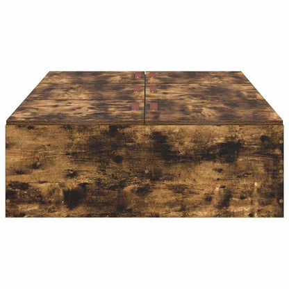 vidaXL Storage Bed Frame Smoked Oak 100 x 200 cm Engineered Wood