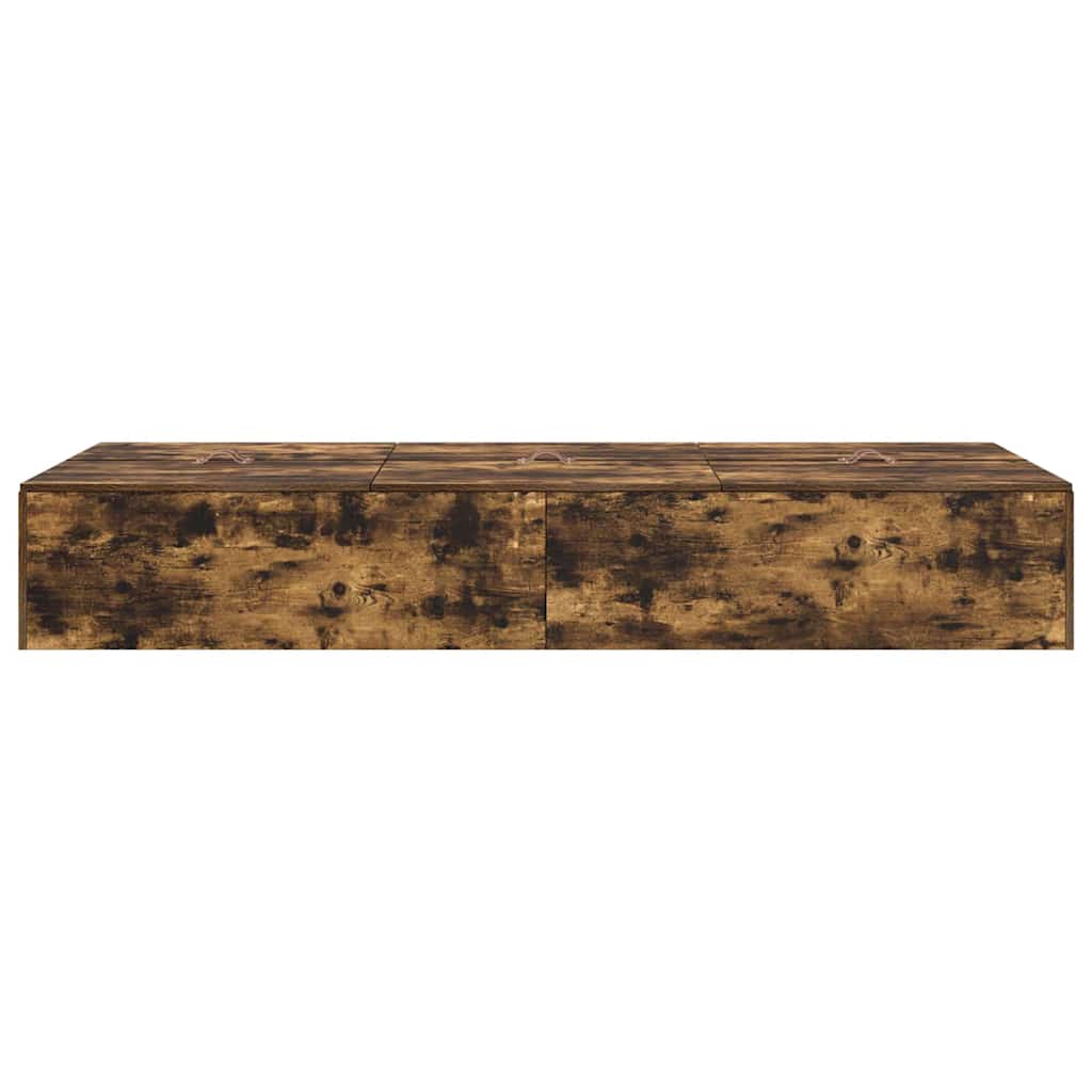 vidaXL Storage Bed Frame Smoked Oak 100 x 200 cm Engineered Wood