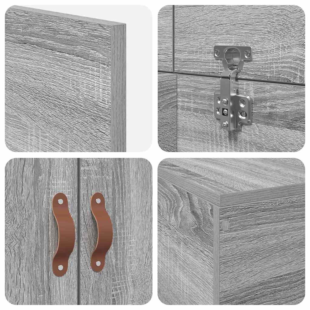 vidaXL Storage Bed Frame Grey Sonoma 100 x 200 cm Engineered Wood