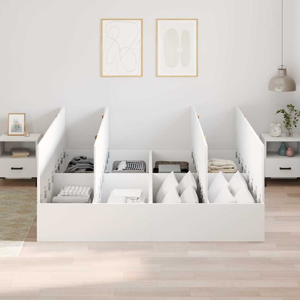 vidaXL Storage Bed Frame White 200 x 200 cm Engineered Wood