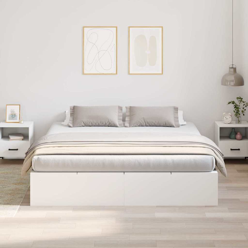 vidaXL Storage Bed Frame White 200 x 200 cm Engineered Wood
