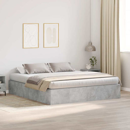 vidaXL Storage Bed Frame Concrete Grey 200 x 200 cm Engineered Wood