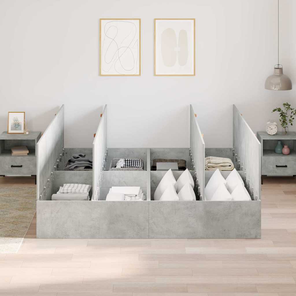 vidaXL Storage Bed Frame Concrete Grey 200 x 200 cm Engineered Wood