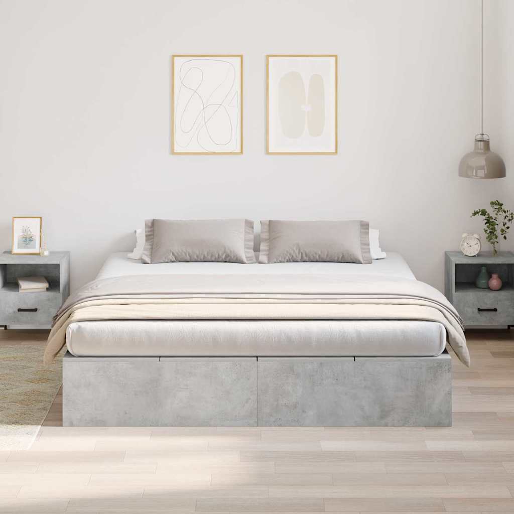 vidaXL Storage Bed Frame Concrete Grey 200 x 200 cm Engineered Wood