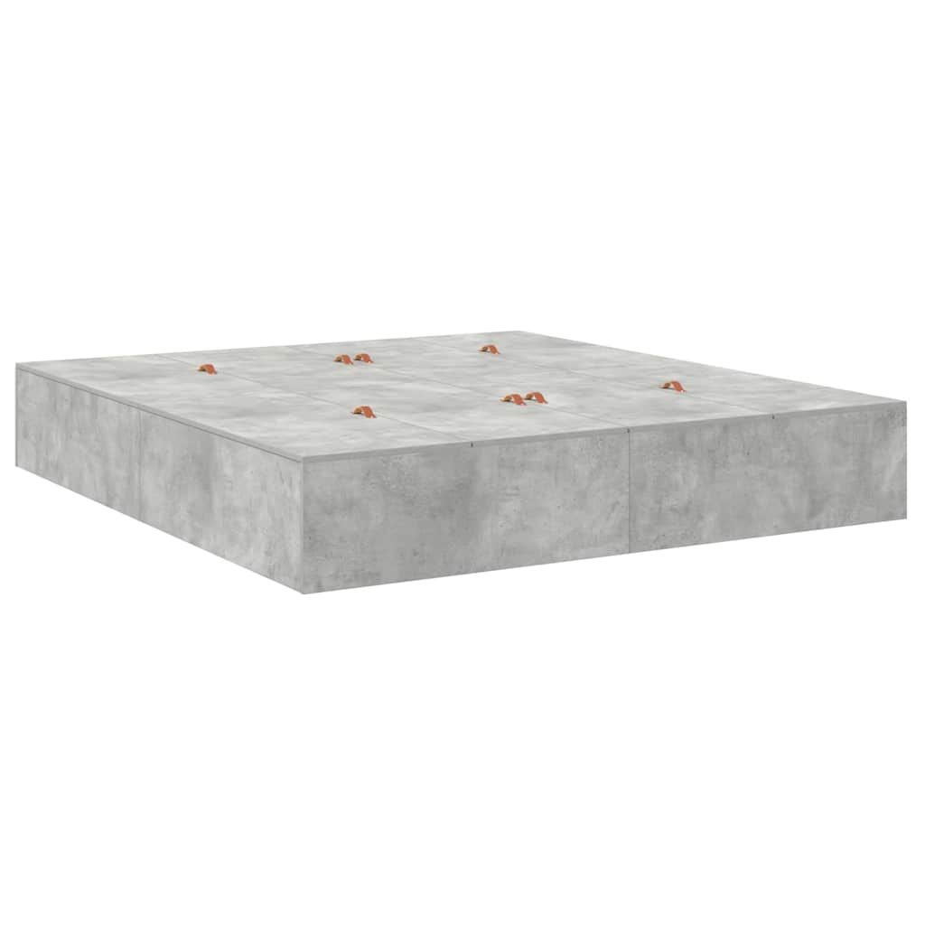 vidaXL Storage Bed Frame Concrete Grey 200 x 200 cm Engineered Wood