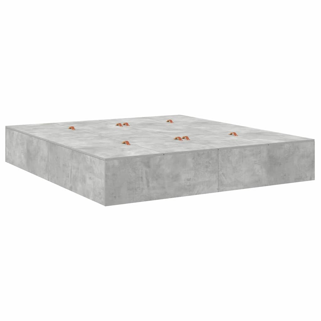 vidaXL Storage Bed Frame Concrete Grey 200 x 200 cm Engineered Wood