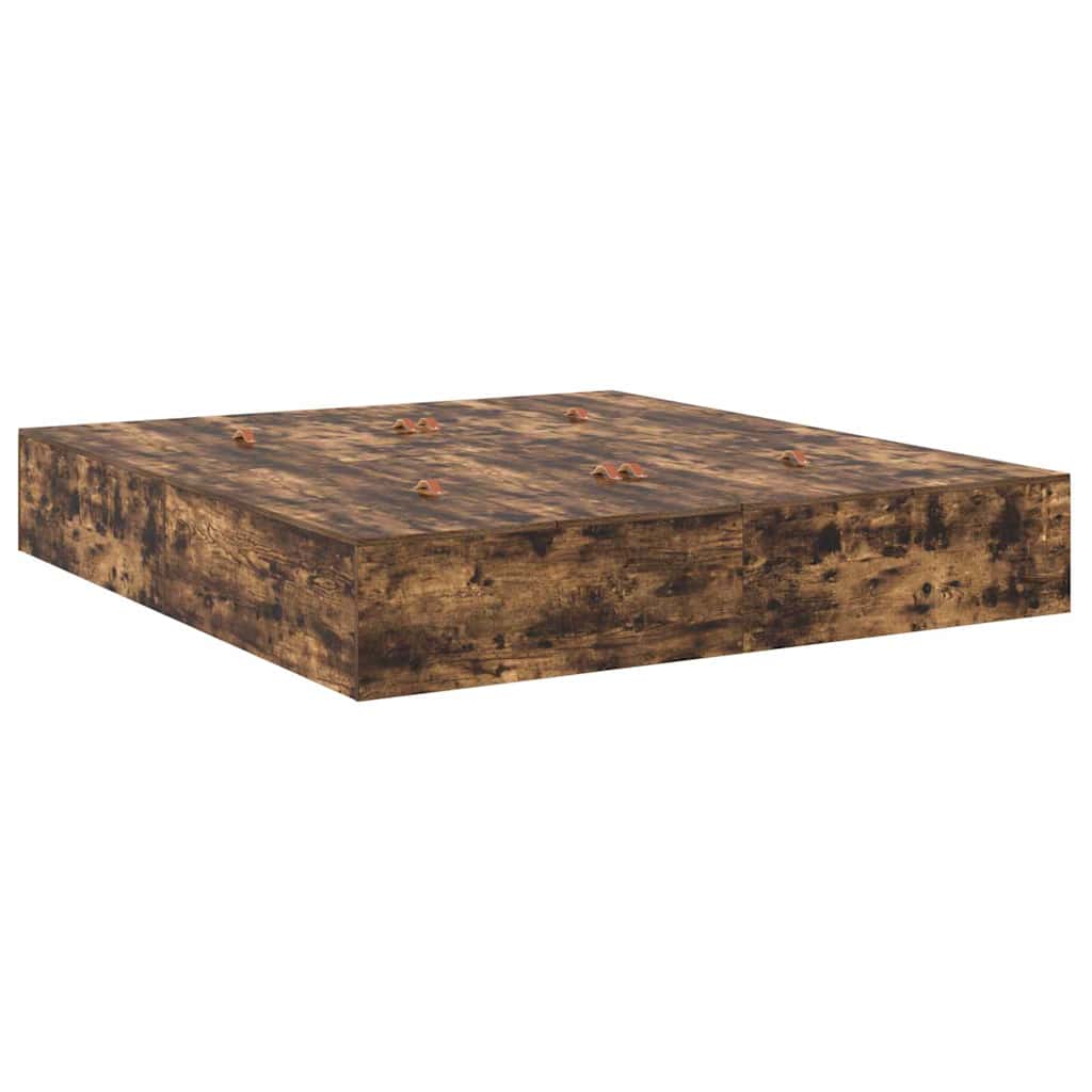 vidaXL Storage Bed Frame Smoked Oak 200 x 200 cm Engineered Wood