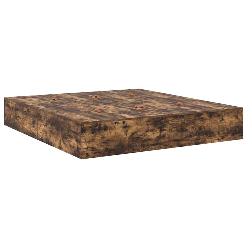 vidaXL Storage Bed Frame Smoked Oak 200 x 200 cm Engineered Wood