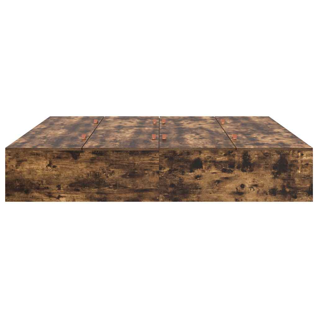 vidaXL Storage Bed Frame Smoked Oak 200 x 200 cm Engineered Wood