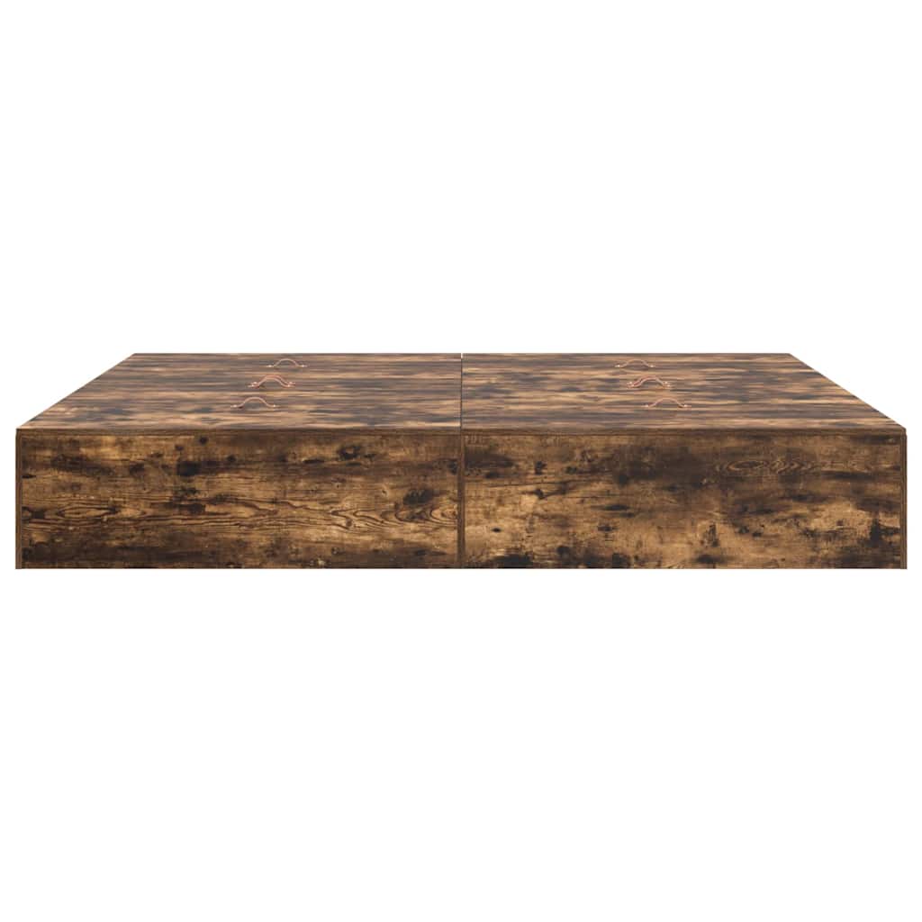 vidaXL Storage Bed Frame Smoked Oak 200 x 200 cm Engineered Wood