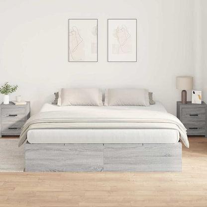 vidaXL Storage Bed Frame Grey Sonoma 200 x 200 cm Engineered Wood